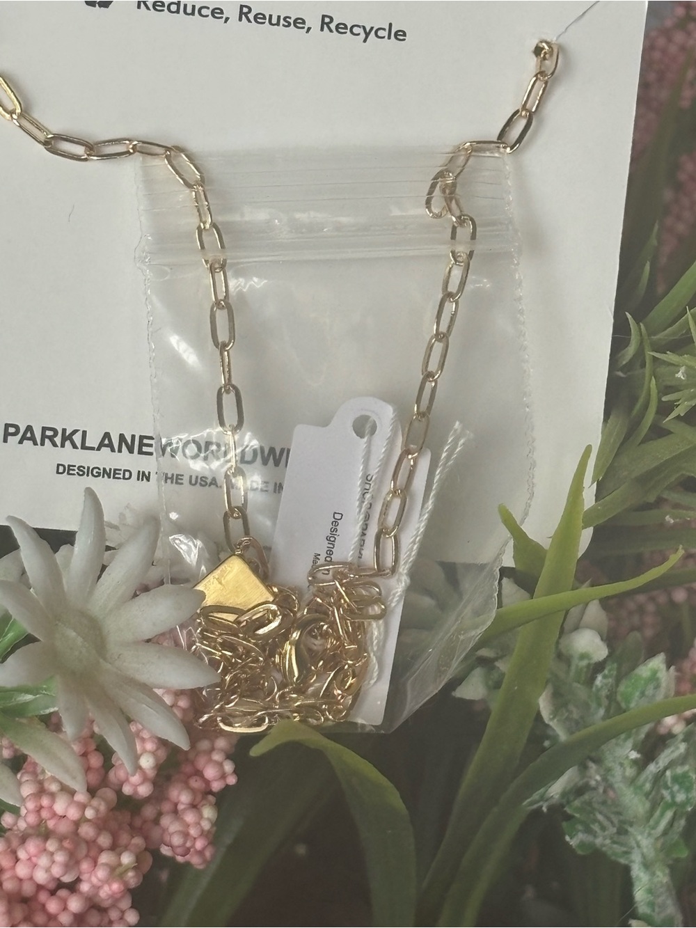 Park Lane Veil Gold-Tone Necklace with Clear Cushion Pendant - Picture 5 of 9